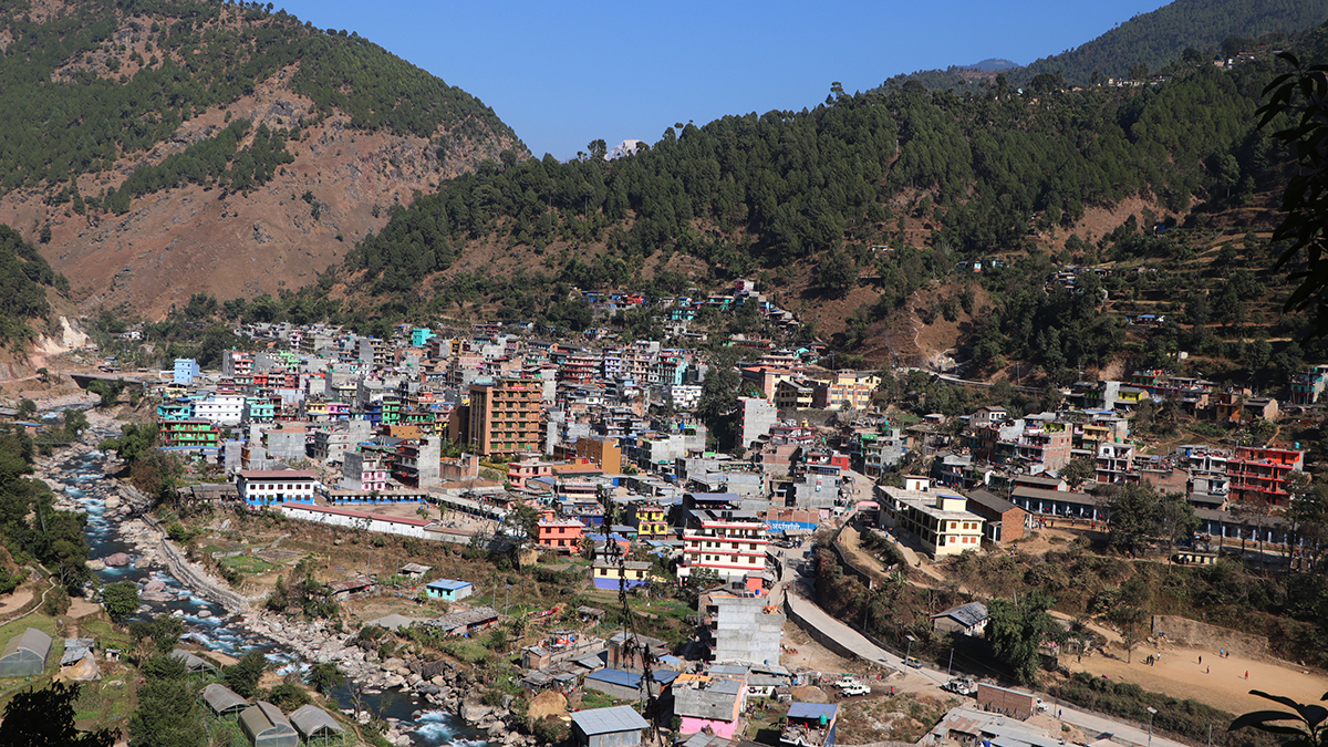 बुर्तिबाङ बजार : नमुना सहरको काम सुस्त गतिमा