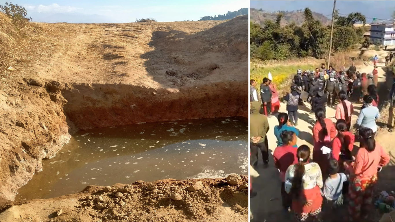 काठमाडौं बोझेनीका स्थानीयको चरणबद्ध आन्दोलन, बिहीबार पनि सुरक्षाकर्मीसँग सामान्य झडप 