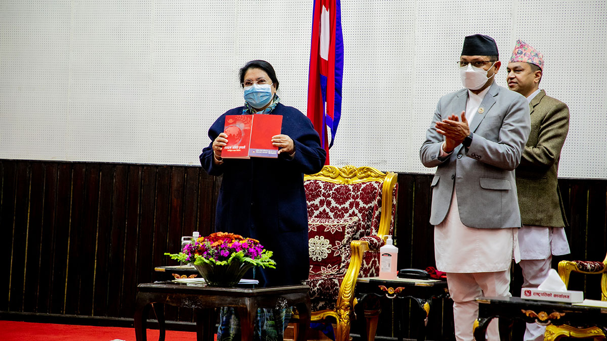 संविधान कार्यान्वयनमा राष्ट्रियसभाले परिपक्वता देखाएको छ : राष्ट्रपति भण्डारी