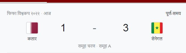 विश्वकप फुटबल प्रतियोगिता : सेनेगलद्वारा आयोजक कतार पराजित